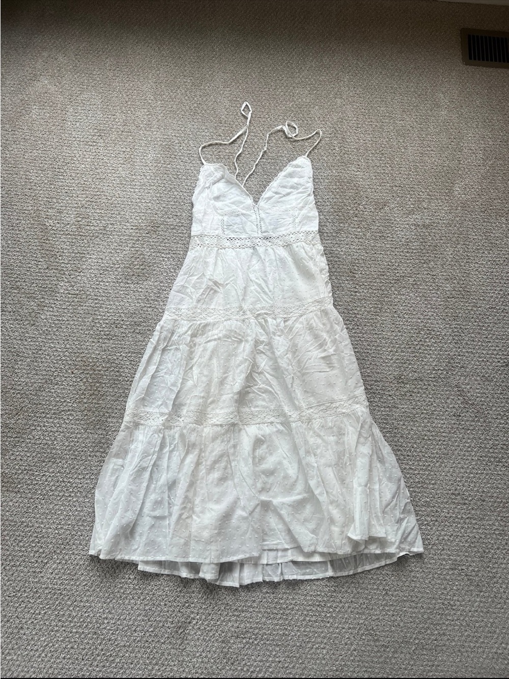 Lulu's White Eyelet Tiered Maxi Dress with Spaghetti Straps